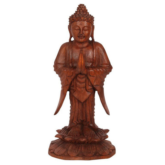 Light Wood Standing Buddha Ornament - The Hare and the Moon