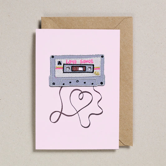 Love Songs Retro Cassette Iron On Patch Greeting Card - GC-PAT-0085