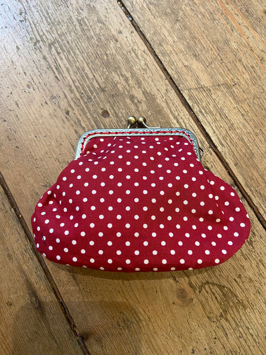Mini Red Polka Dot Print Coin Purse - The Hare and the Moon