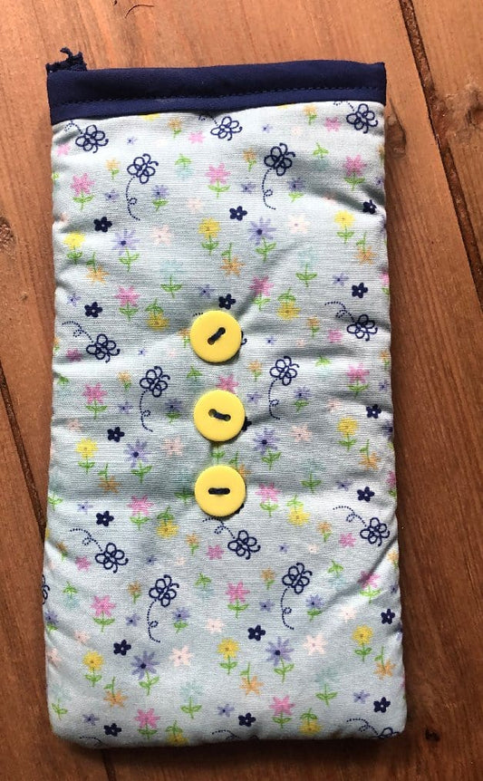 Miss Pretty London Phone Socks Blue Butterflies and Flowers Print Mobile Phone Sock Pouch