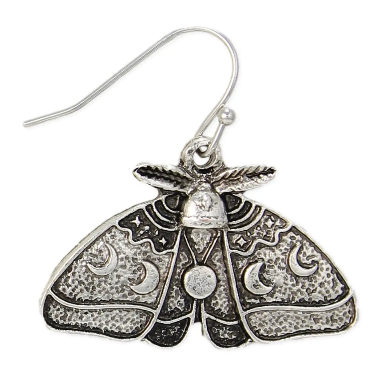 Moon Rise Luna Moth Silver Earrings - ZA77 - The Hare and the Moon