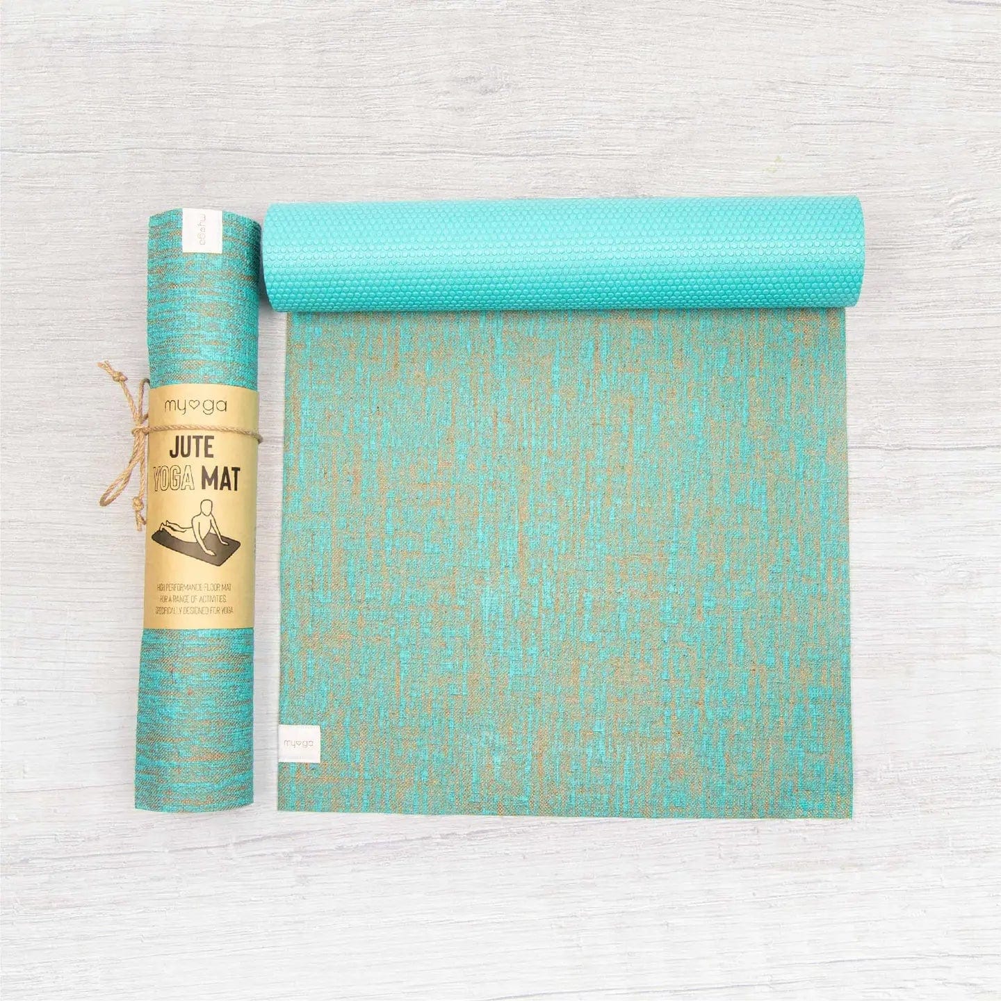 Myga Yoga Jute Yoga Mats - Aqua - RY1332