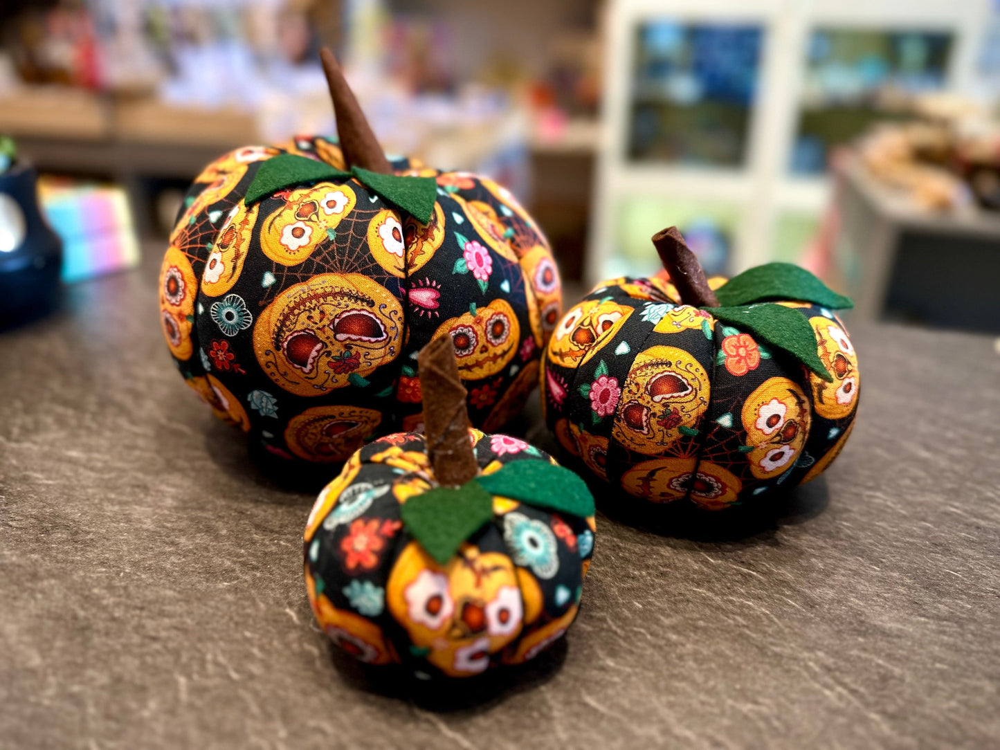 The Hare and the Moon Orange pumpkin faces Fabric Pumpkin Decoration - PU33