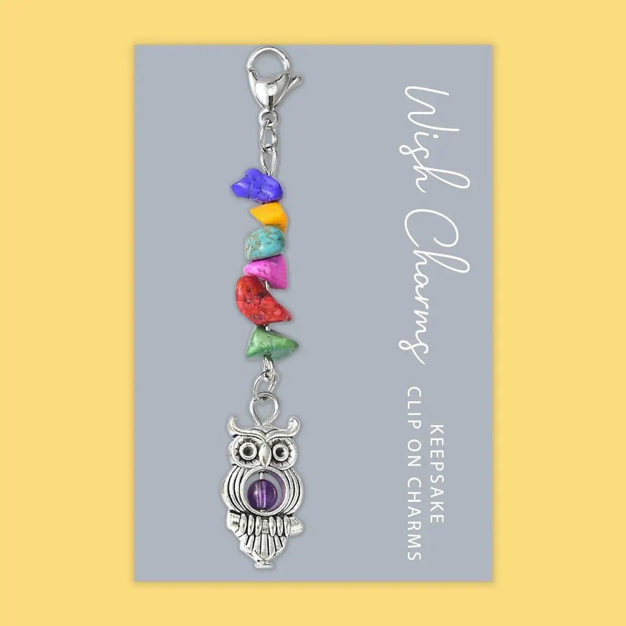 Owl - Wish Charms - Keepsake Clip On Charm with Gemstones - WCC017 - The Hare and the Moon