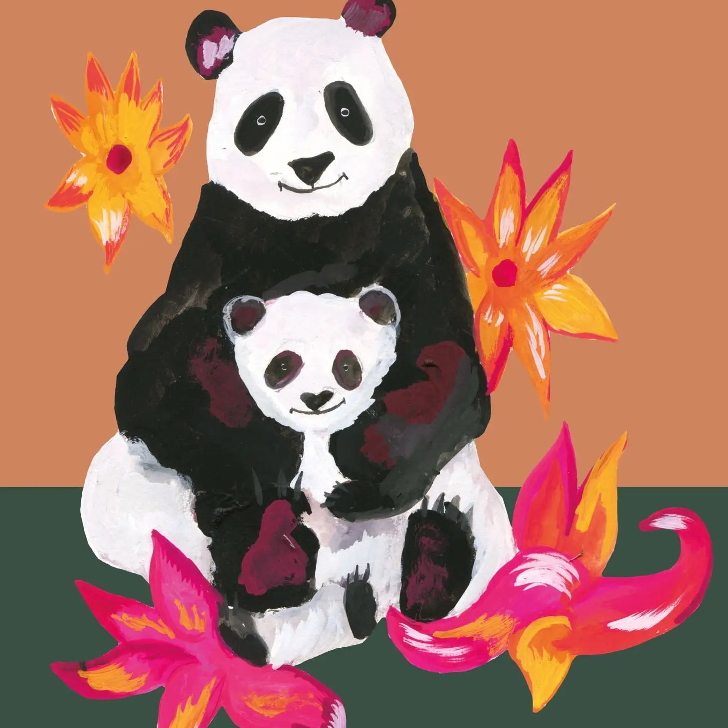 Panda and cub Greeting Card - HCWB360 - The Hare and the Moon