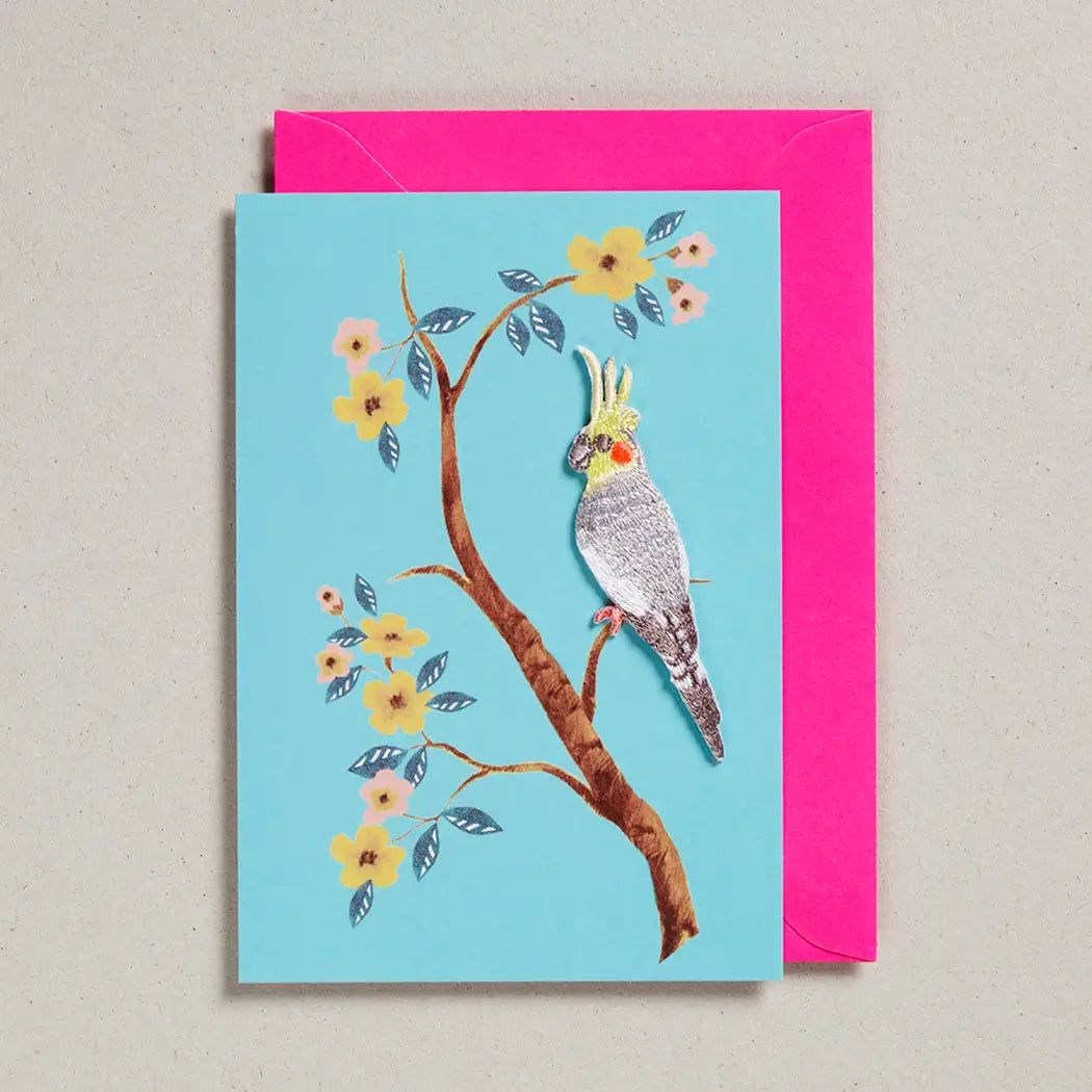 Embroidered Parrot Bird Cards - GC-BIR-0008