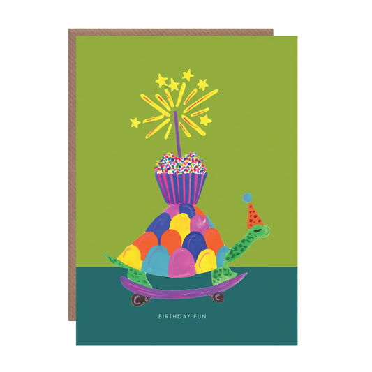Party Tortoise On Skateboard Birthday Greetings Card - HCWB444