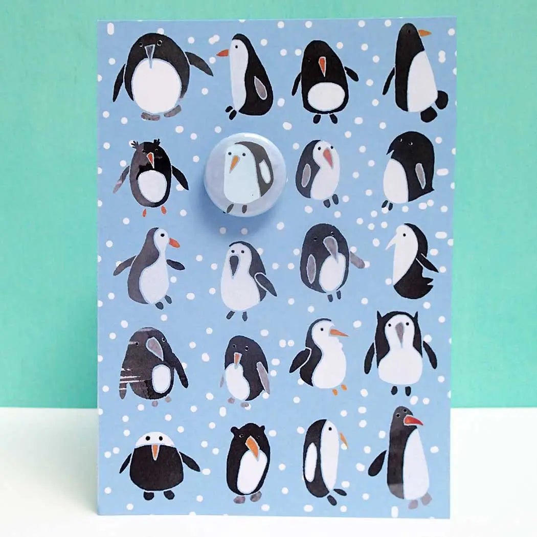 Penguins Pick N Mix Greeting Card with Badge - C69 - The Hare and the Moon