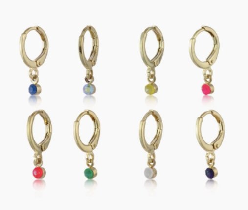 Phoebe Multicoloured Stone Huggie Earrings Gold Coloured - Choice of Colour Available - BM987 - The Hare and the Moon