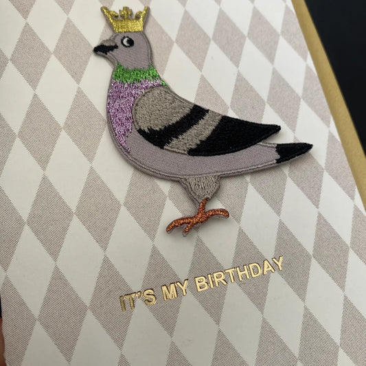 'it's My Birthday' Pigeon Iron On Patch Birthday Card - GC-PAT-0110