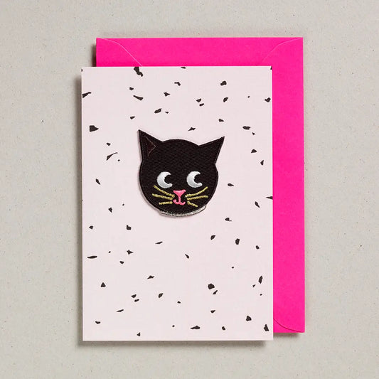 Pink Cat Iron On Patch Greeting Card - GC-PAT-0001