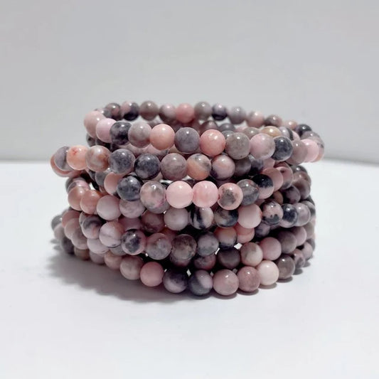 Pink Zebra Jasper Power Bead Bracelet - BS61