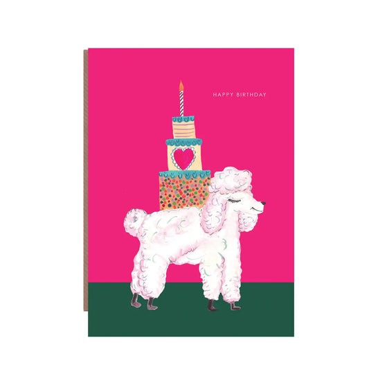 Poodle and Cake Birthday Greetings Card - HCWB452