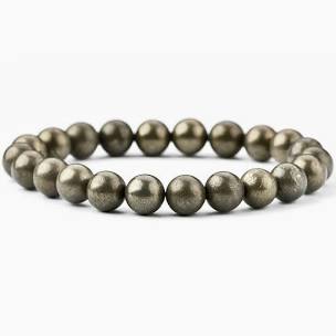 Pyrite Power Bead Bracelet - Stone of Power, Luck and Protection - PB40