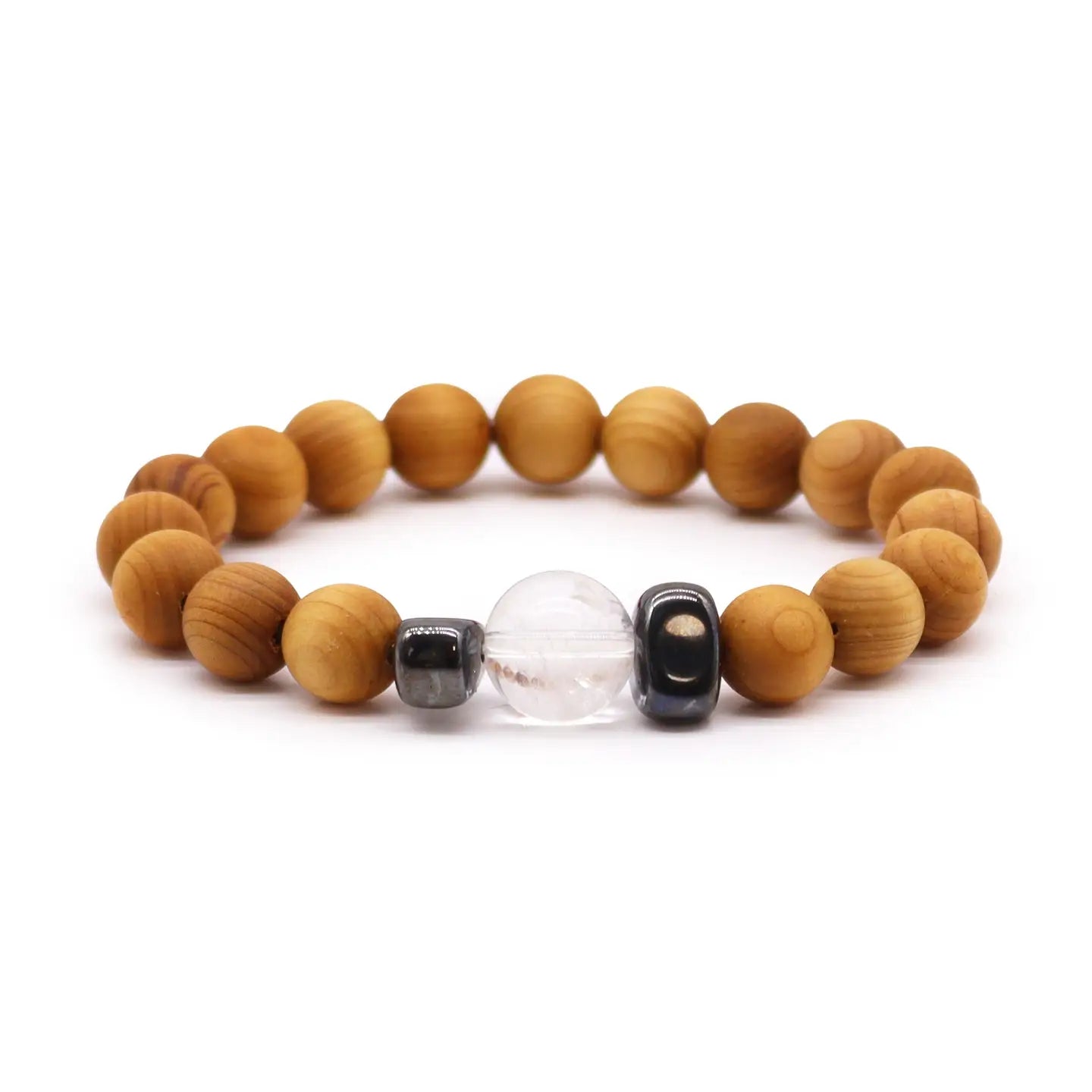 Cedarwood Crown Chakra Bracelet - Clear Quartz - CED2
