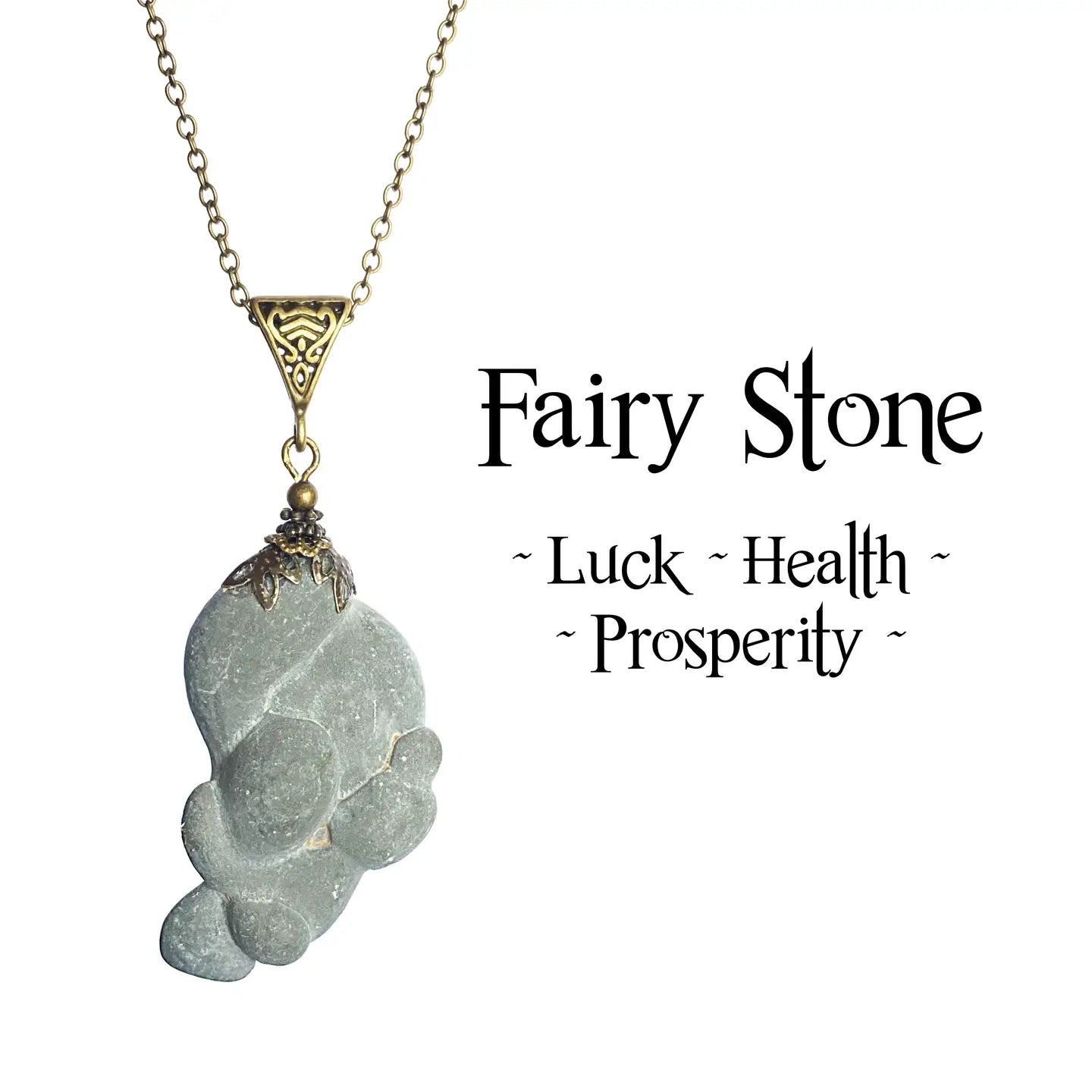 Rare Fairy Stone Pendant, Lucky Talisman, Natural Clay Glaci - GHC19