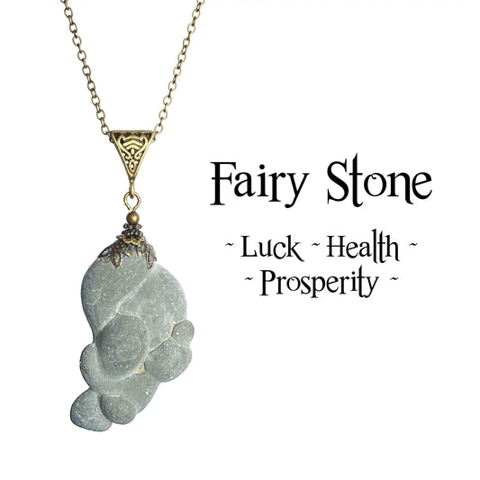 Rare Fairy Stone Pendant, Lucky Talisman, Natural Clay Glaci - GHC19