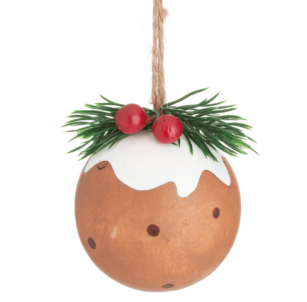 Sasse & Belle Christmas Decorations Christmas Pudding Wooden Bauble - ARCXM060