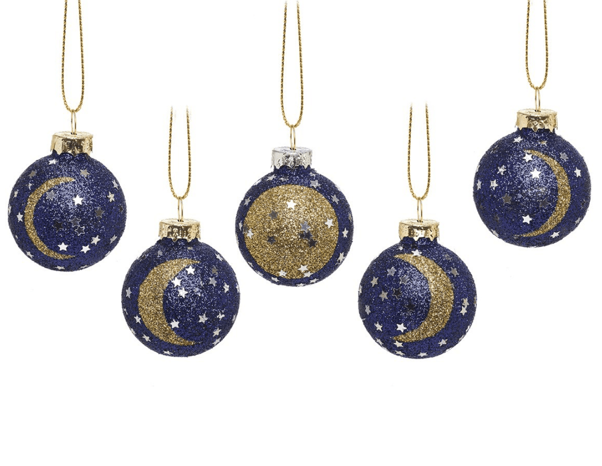 Sasse & Belle Christmas Decorations Phases of the Moon Mini Bauble Set of 5 - RUBYXM150