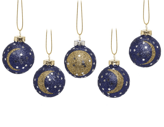 Sasse & Belle Christmas Decorations Phases of the Moon Mini Bauble Set of 5 - RUBYXM150