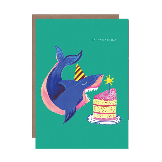 Shark and Cake Birthday Greetings Card - HCWB440