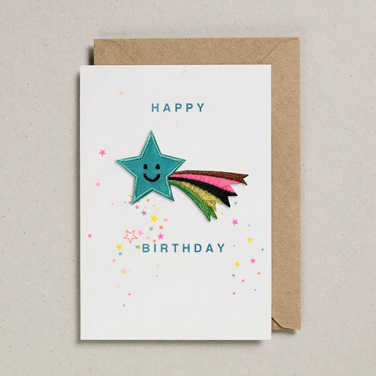 'happy Birthday' Shooting Star Iron On Patch Birthday Card - GC-PAT-0032