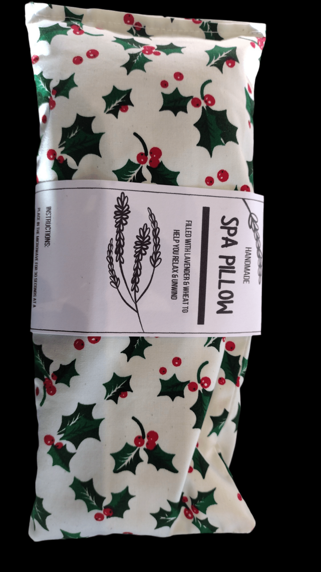 The Hare and the Moon skincare White Holly Print Heatable Lavender and Wheat Spa Pillow