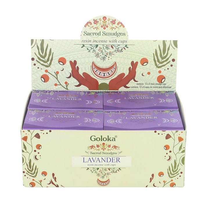 Ancient Wisdom Smudge Sticks GOLOKA LAVENDER RESIN INCENSE SMUDGE CUPS