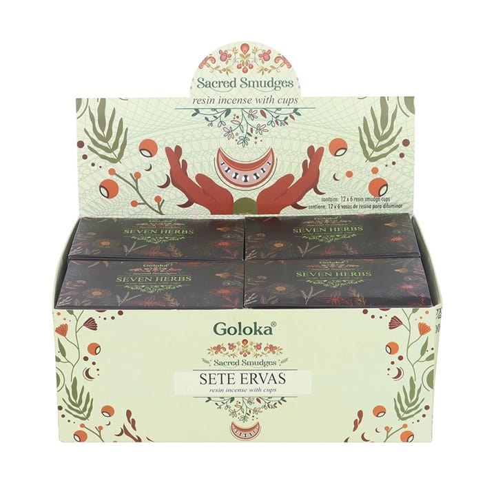 Ancient Wisdom Smudge Sticks GOLOKA SEVEN HERBS RESIN INCENSE SMUDGE CUPS