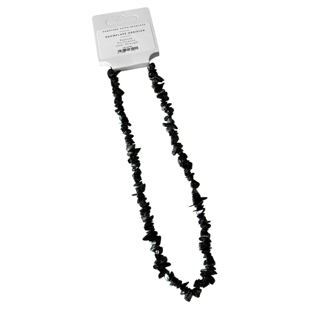 Snowflake Obsidian Gemstone Chips Necklace - NE79