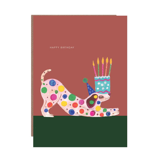 Spotty Dog and Cake Birthday Greetings Card - HCWB451