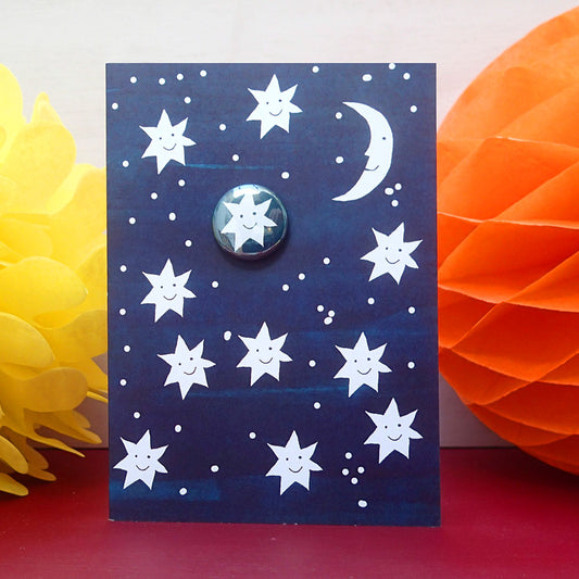 Happy Stars - Greeting Card with Badge - K12