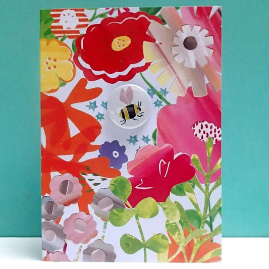 The Black Rabbit Cards Bee Floral - Greeting Card with Badge - TBR1