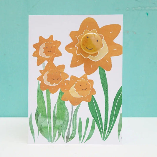 The Black Rabbit Cards Greeting Card with Badge - Happy Daffodils - Y49