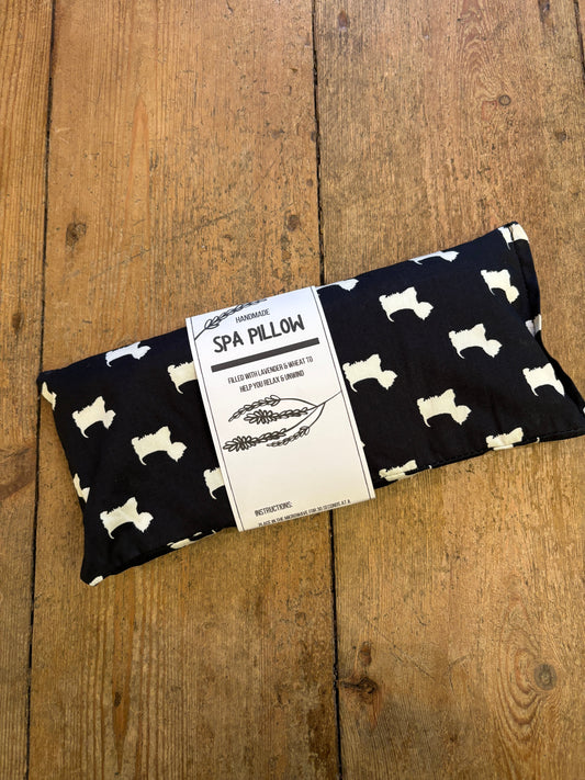 The Hare and the Moon Black print scottie dogs spa pillow