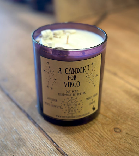 The Hare and the Moon Candles & Accessoires Handmade Virgo Zodiac Crystal Chip Candle