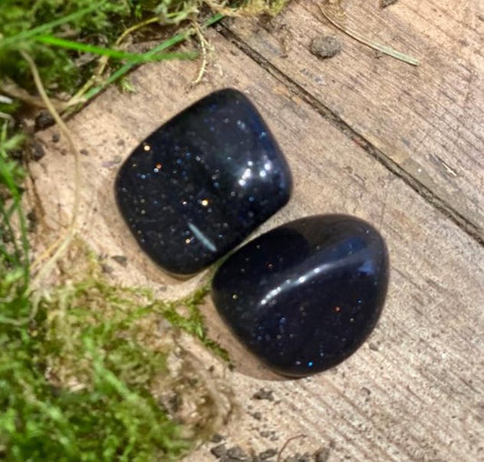The Hare and The Moon Crystals Blue Goldstone Tumble Stone - The Stone of Potential