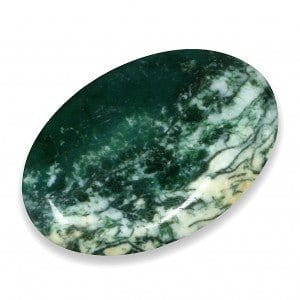 The Hare And The Moon Crystals Green Moss Agate Thumb Stone - The Stone of Life - TS11