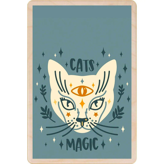 The Wooden Postcard Company Cards Cats Magic wooden postcard (Greeting Card) - WP7