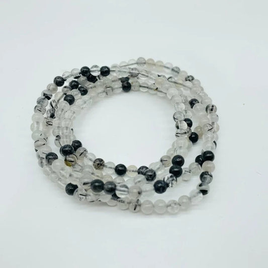 Tourmalinated Quartz Mini Bead Bracelet - MINIB13