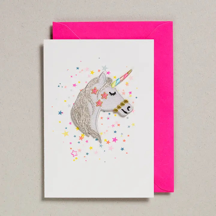 Magical Unicorn Head Iron On Patch Greeting Card - GC-PAT-0010