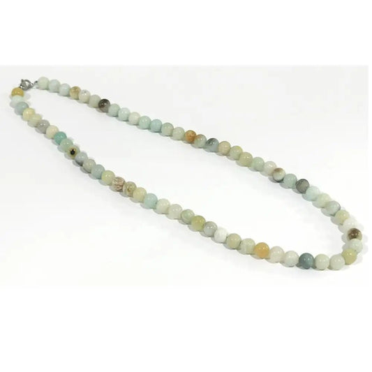 Wise Skies Necklaces Amazonite Authentic Real Crystal Stone Beaded Necklace 8mm  - Stone of Courage and Truth - CS1425