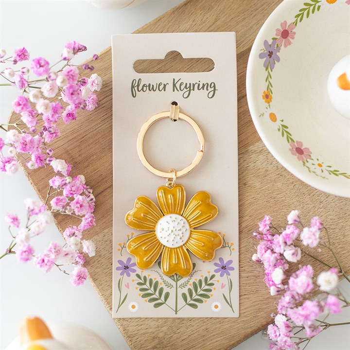 Daisy Key Rings Yellow Daisy Keyring | Jones Home & Gift – The Hare and the Moon