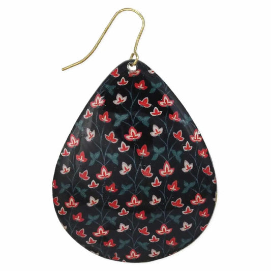 Zad Earrings Retro Leaves Print Teardrop Earrings - ZA60