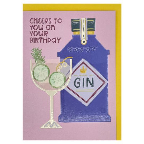 Cheers to you on your Birthday' gin Birthday Greeting Card - RBL206 freeshipping - The Hare and the Moon