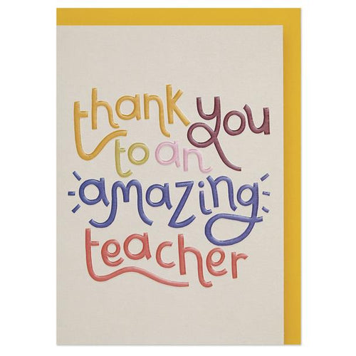 Colourful 'thank you to an amazing teacher' card Greeting Card - RBL54 freeshipping - The Hare and the Moon