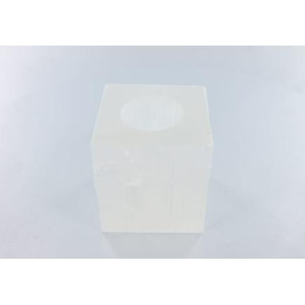 Selenite Cube Candle Holder - Stone of Cleansing & Neutralising - GCHMCS - The Hare and the Moon