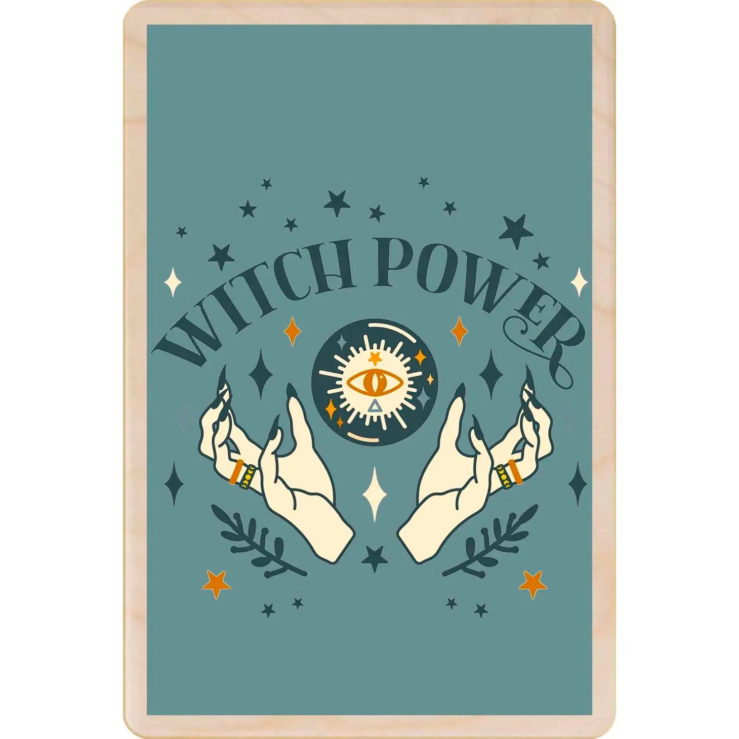 Witch Power wooden postcard (Greeting Card) - WP4 - The Hare and the Moon