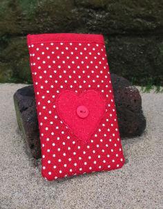 Small Red Polka Dot Print Mobile Phone Sock Pouch freeshipping - The Hare and the Moon