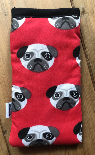 Red Pug Print Mobile Phone Sock Pouch freeshipping - The Hare and the Moon
